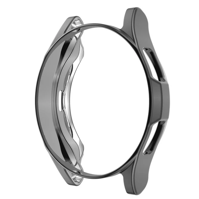 Case for samsung Galaxy watch 4 classic 46mm/42mm TPU Plated all-around bumper cover Screen protector Galaxy watch 4 44mm 40mm Gun gray