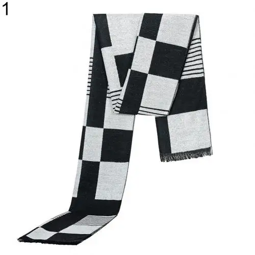 1 Bufanda térmica suave fina para hombre Куадрос, cálido invierno Чал Куэльо abrigo largo bufanda шарф мужской - Цвет: 1