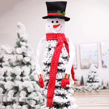 

Christmas Tree flower Non-woven fabric Snowman Hat stars Snow flake Xmas Tree Topper Ornament For Home New Year Party Decor