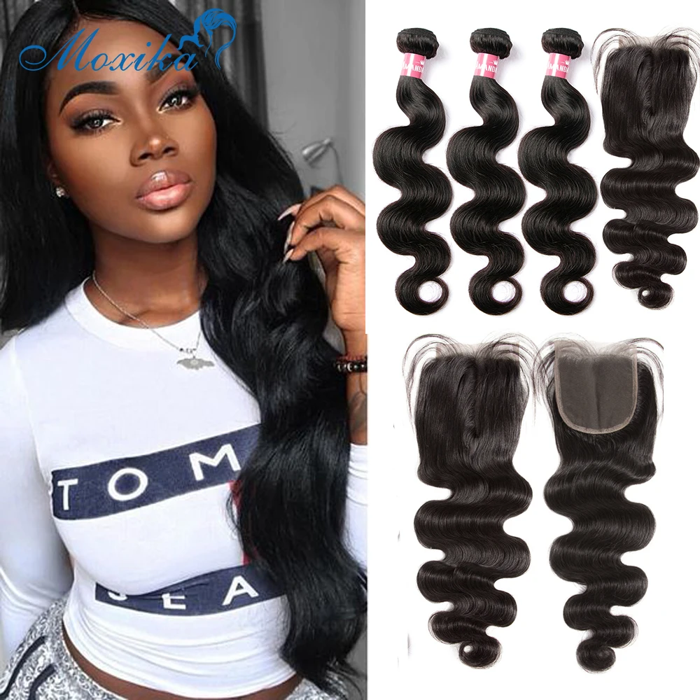 HumanHairBundlesWithClosureVirginHairExtensionBrazilianHair