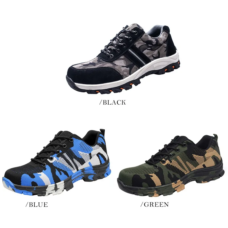 LITTHING/Мужская защитная обувь; мужские рабочие ботинки; камуфляжные ботинки со стальным носком; Мужская Уличная Рабочая обувь; защитные ботинки из сетчатого материала; повседневная обувь