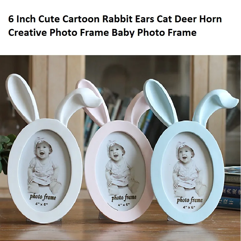 

6 Inch Cute Cartoon Rabbit Ears Cat Deer Horn Creative Photo Frame Baby Photo Frame
