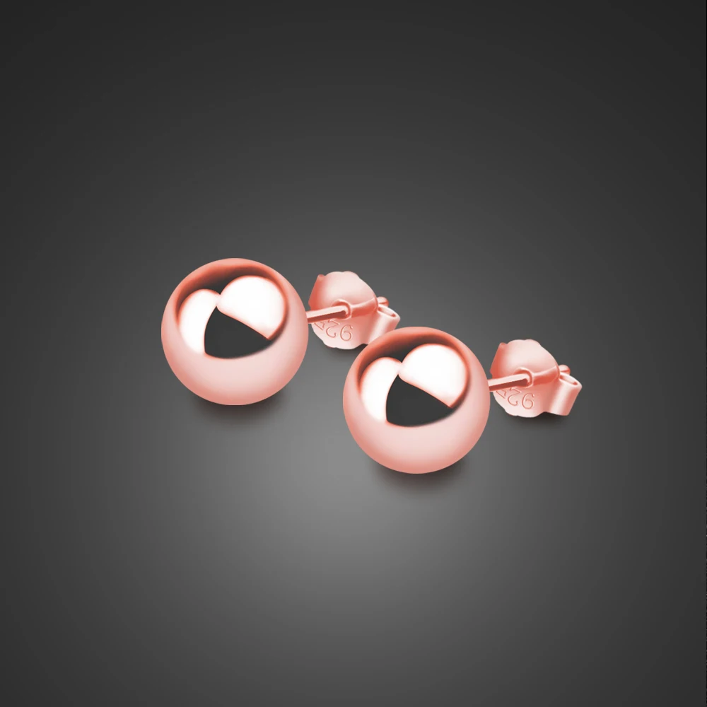 

Fashion Statement 100%925 sterling silver Stud earrings For Women Simple gold round bead earrings modern Jewelry Wholesale