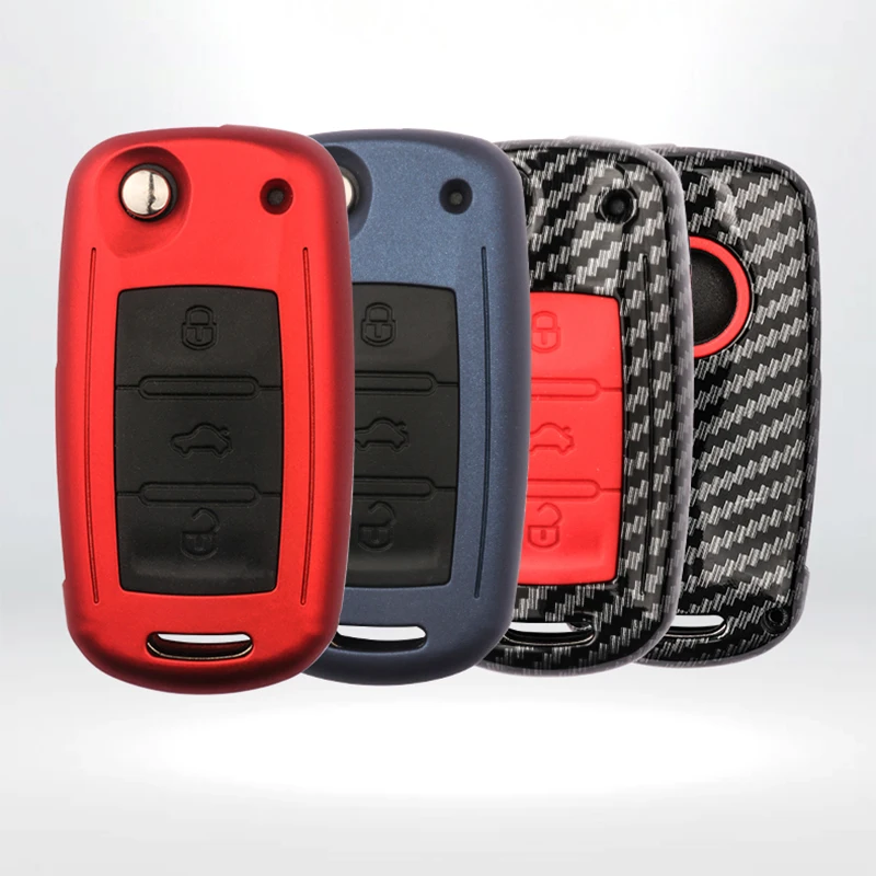 Key Case Cover Car Key Shell Silicone Carbon Fiber Car Key Cover Case For Volkswagen VW Golf Bora Jetta POLO Passat B5 B6 Skoda Octavia A5 Fabia SEAT Ibiza