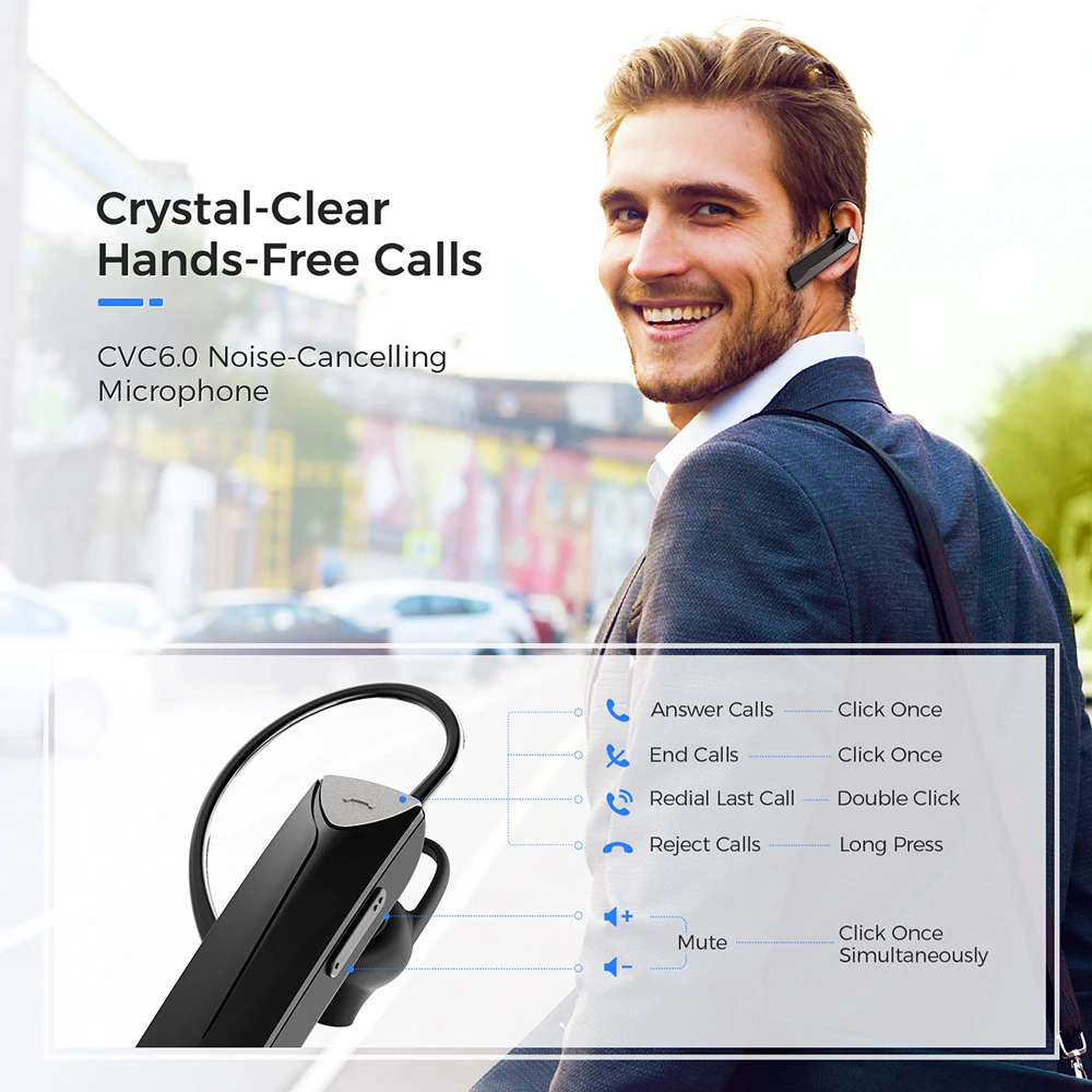 Беспроводные наушники Mpow EM19 Bluetooth 5 0 с шумоподавлением микрофоном|Наушники и