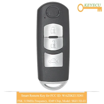 

KEYECU Smart Remote Control Car Key for Mazda 3 6 2014 2015 2016 2017, Fob 3 Buttons - FSK 315MHz - 49 Chip - Model: SKE13D-01