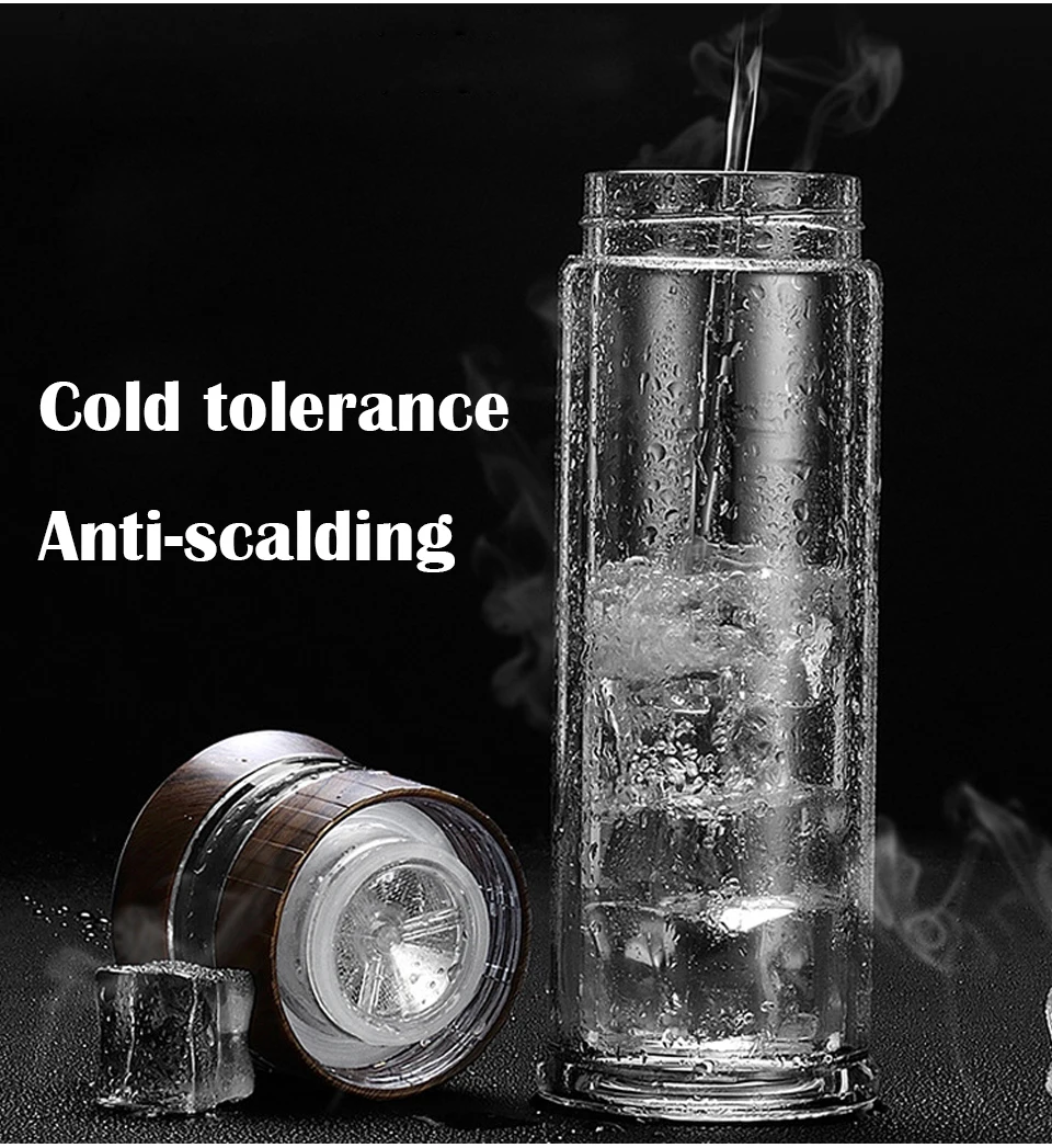 Drinking Pot Portable Tea Separation Cups Double-layer Car Cup Creative High Temperature Glass Water Bottle To Send Cup Sets