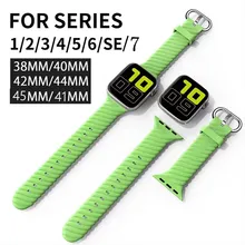 

Silicone Strap for Apple Watch Band 45/41/40/44/38/42mm Rubber Watchband Smartwatch Sport Bracelet for IWatch 7 6 SE 5 4 3 Band