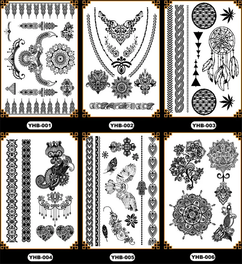 2 шт. женские черные кружевные наклейки для татуировок водонепроницаемые прочные