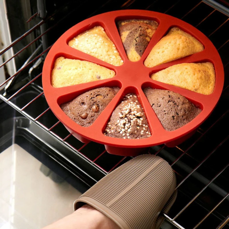 8-hole baking tray mold cake pan non-stick silicone cake mold pudding triangle cake mold muffin baking tool fudge cake mold afbeelding
