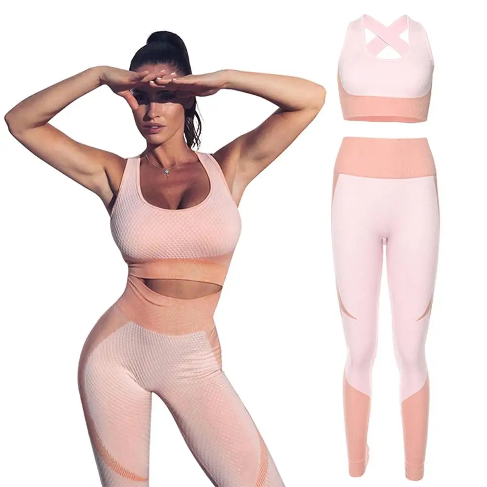 Женский комплект для йоги бесшовный с открытой спиной мягкий эластичный спортивный костюм для йоги тонкие леггинсы набор одежды для йоги