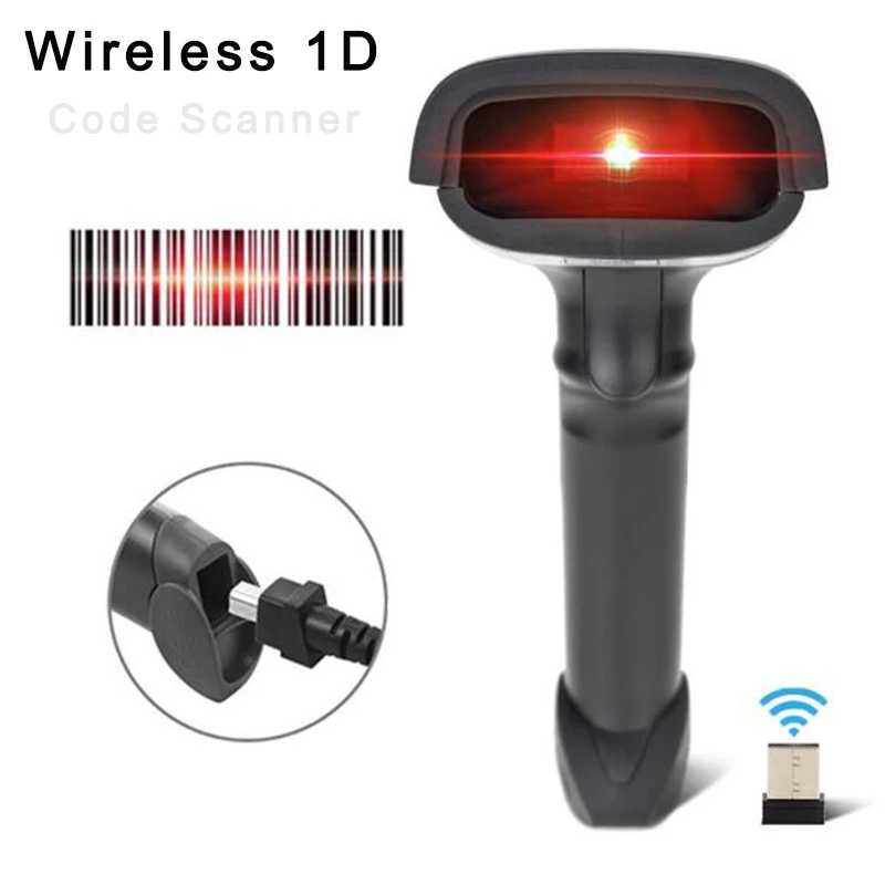 2.4g Wireless Barcode Scanner K2 Handheld Wired 1d Code Label Reader