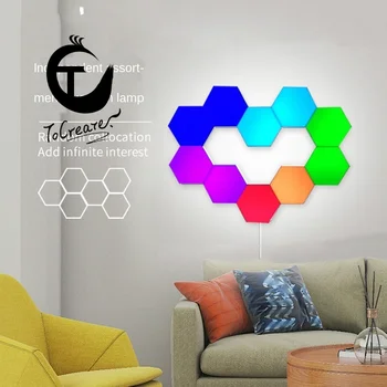 

Seven Color Changing Honeycomb Lamp Splicing Module Wall Lamp Hexagonal Assembled Lamp Vanity Light Living Room Decoration lamp