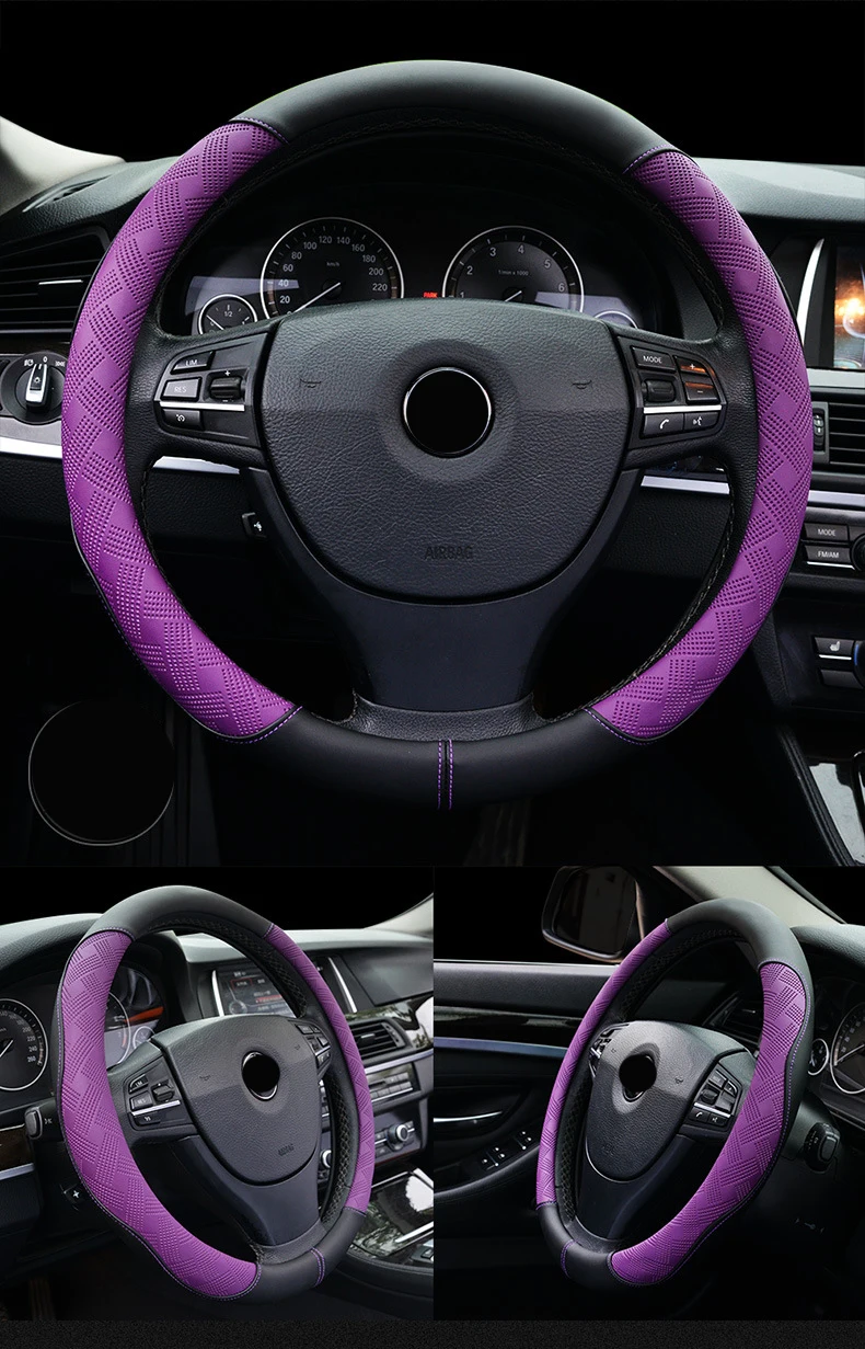 Универсальная оплетка автомобильного руля диаметром 36/38 см кожаное рулевое колесо Чехлы автоматические колеса аксессуары для автомобильного интерьера