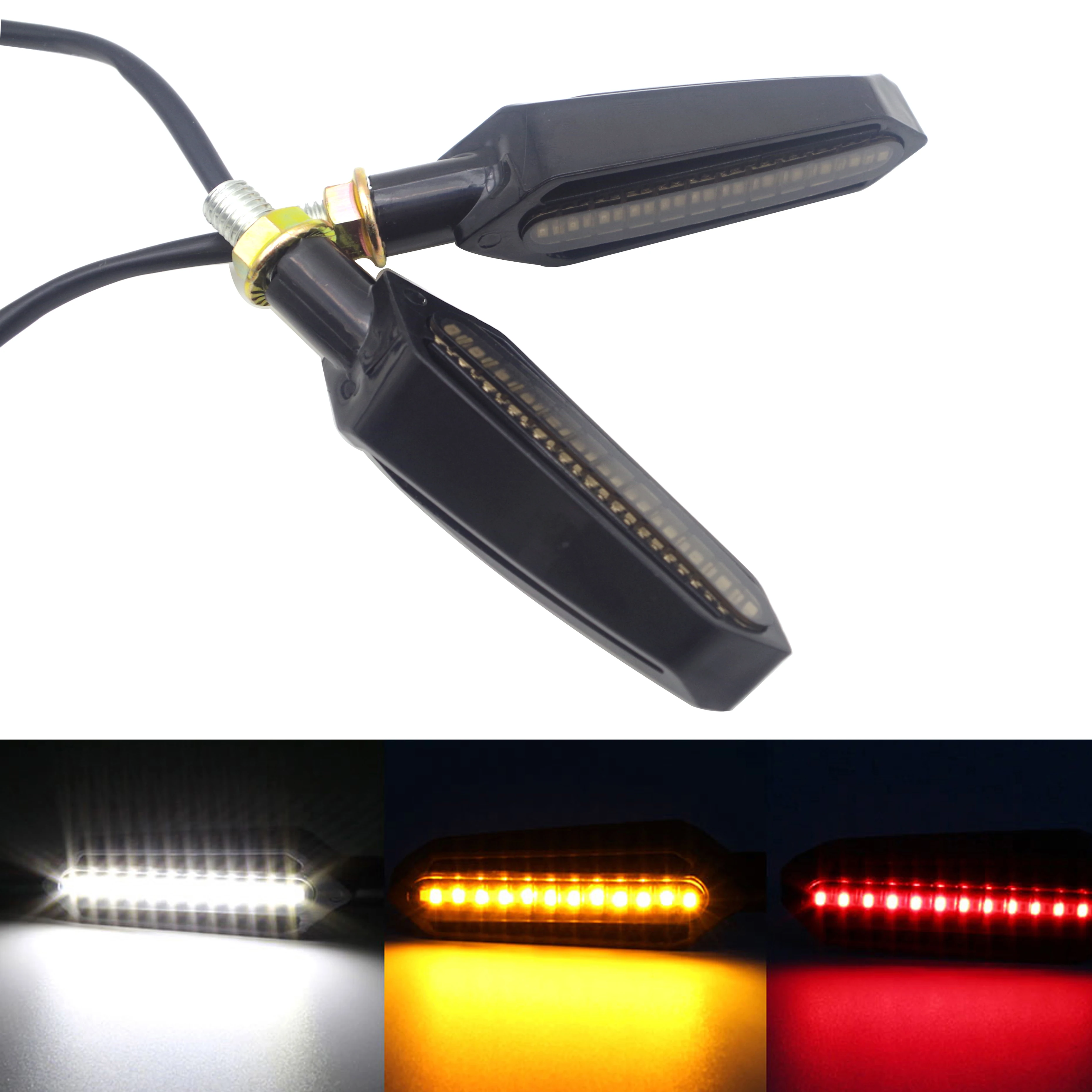 

Universal Motorcycle Turn Signals LED Light Flowing Water Blinker Flashing Indicator FOR suzuki gs 500 honda x4 cafe racer buell