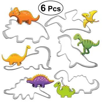 

6 Pcs Stainless Steel Cookie Cutters Dinosaur Shape Biscuit Friut Cutter Mold Cake Decorating Tool