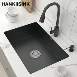 HankiiSink Stainless Steel Kitchen Sink Single Bowl Basin Undermount Brushed Narrow Edge Bar Sink With Drain Accessories