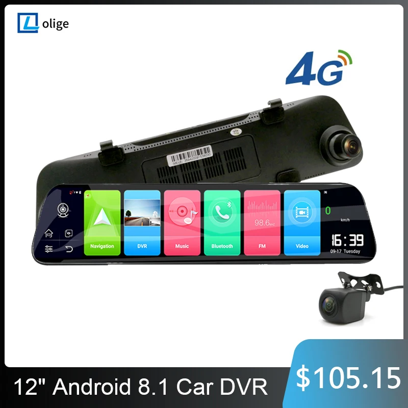 12 &quotАвтомобильное Зеркало DVR GPS навигация 2G RAM + 32G ROM Android 8 1 4G ADAS видеорегистратор