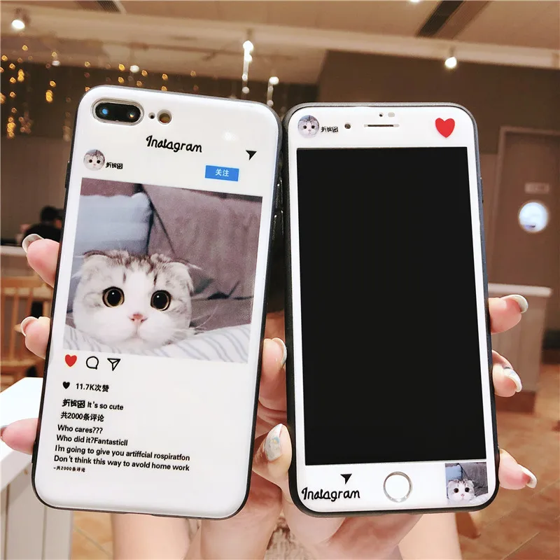 Корпус iphoneX 6 6s 7 8 Plus XR XS Max жесткий чехол Домашние животные стеклянный зеркальный корпус