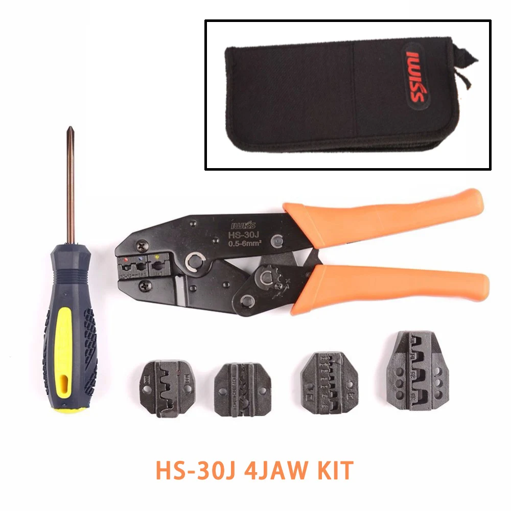 

HS-30J 4JAW Multifunction ratchet Crimping pliers Kits crimpers Wire Stripper Cable Cutters electrical crimping set clamp tool
