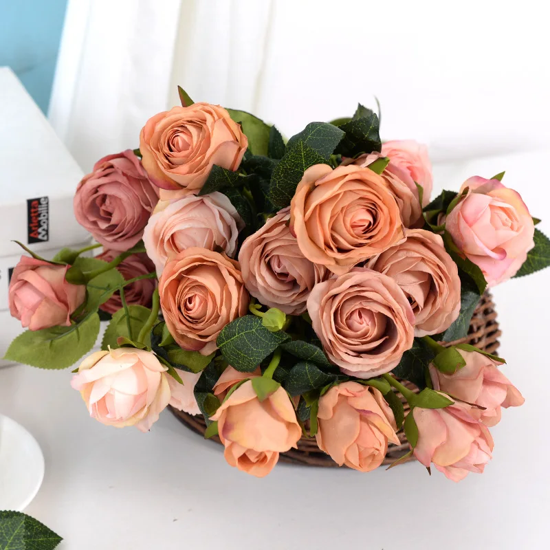 Дворец в стиле ретро 3 розы искусственный цветок украшение для гостиницы