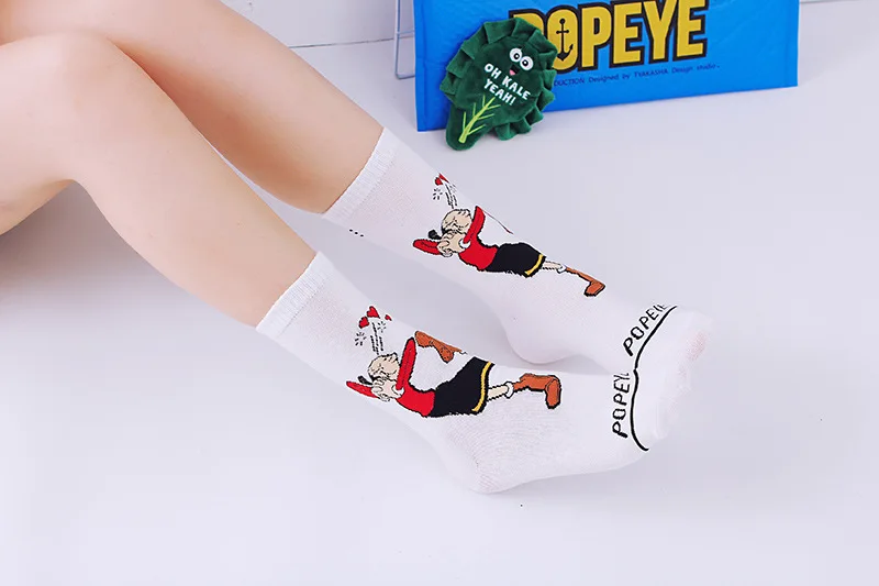 Новые забавные Женские носочки, Мужские Короткие Носки с рисунком Popeye, модные милые женские носки с героями мультфильмов