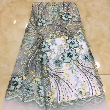 

Madison 3D Flowers Lace Fabrics with Beads 2020 High Quality African French Tulle Lace Nigerian Mesh Net Lace for Wedding Dress