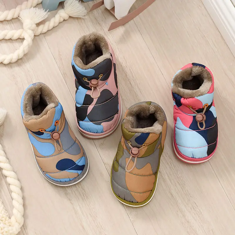 

Children shoes for autumn and winter new cute kids cotton boots baby non-slip warm short boots camouflage home outdoor boots
