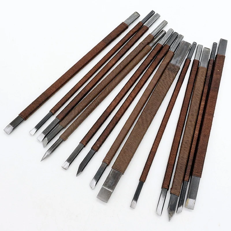 Hot XD-Stone Carving Tool Kits 18Pcs Manganese Steel Hand Engraving Knife Carving Chisels Vise Clamp Kits