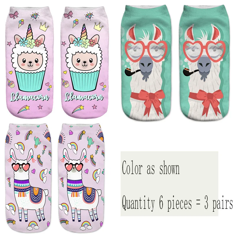 Style as shown Cute funny animal print women's socks 3D three-dimensional pattern sheep unicorn camel cartoon socks gift new beautiful - Цвет: Style as shown