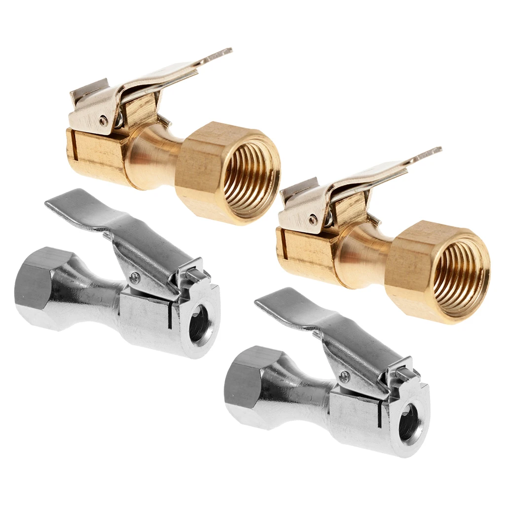 Xiaoyztan 2 Pcs Tire Chuck Straight Brass Air Inflator Chuck 1/4 NPT Thread Closed Flow with Lock-on Clip Tire Compression Inflator Accessories Xiaoyztan 2 Pcs Tire Chuck Straight Brass Air Inflator Chuck 1/4 NPT Thread Closed Flow with Lock-on Clip Tire Compression Inflator Accessories