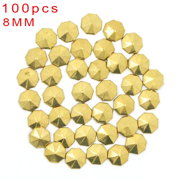 8MM Octagon Gold 100 шт многоцветная Медь Горячая фиксация звезда/круглая/квадратная/форма черепа металлическая медная заклепка Горячая фиксация Стразы панк-шпильки железо на одежду - Цвет: 8MM Octagon Gold