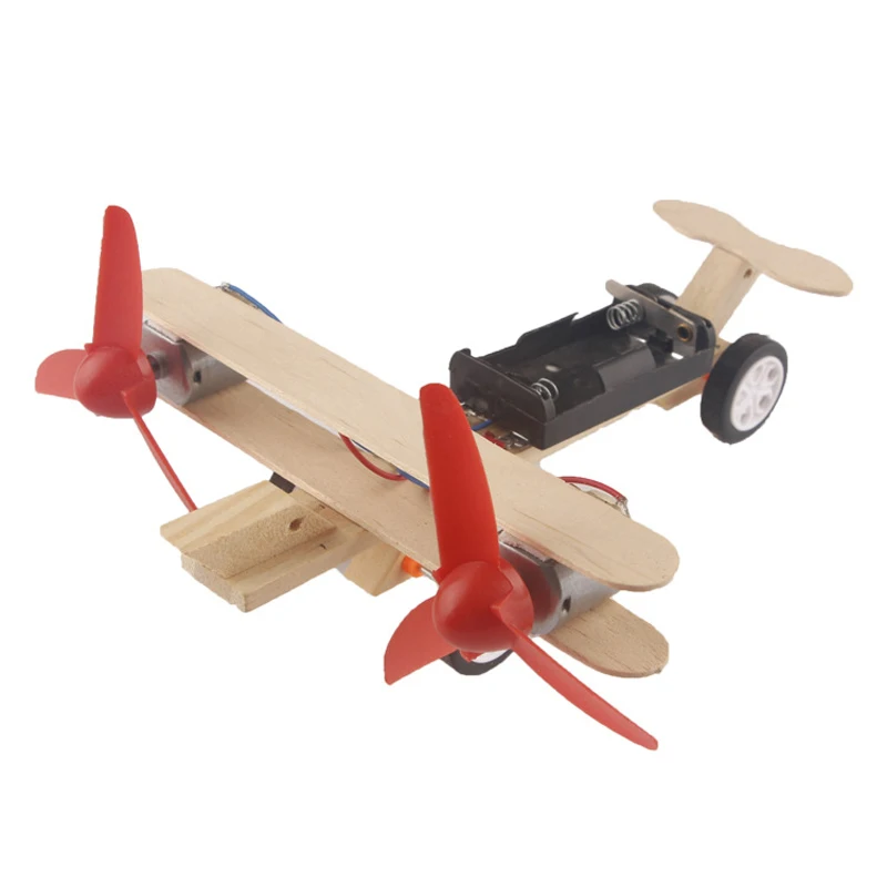 DIY model aircraft car electric glider wood plane car technology invention student experiment manual material model toy - Цвет: B