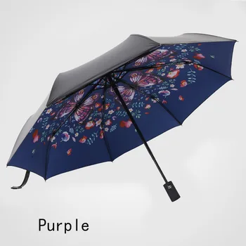 

Sunny Rainy Dual-use Three Fold Deer Black Coating Umbrella Auto Open/close Umbrella Creative Gift Sunscreen Paraguas Woman W
