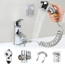 

Long flexible hose Bathroom Faucet External Shower Hand-held Telescopic Small Nozzle Set Shampoo Head Set