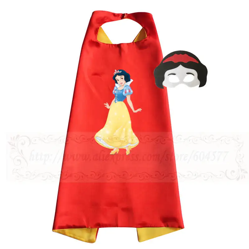 Костюм принцессы Эльзы, Анны, Белль, русалки, накидки с масками для девочек, костюмы на Хэллоуин для детей, маскарадный костюм на день рождения - Цвет: Snow White