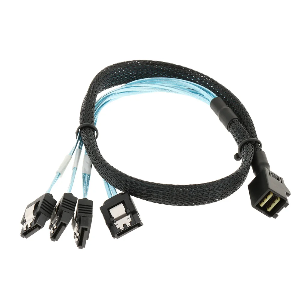 Mini SAS HD (SFF-8643) to 4*SATA Hard Drive Solid State Cable, 1.6Feet/0.5M Mini SAS Male to SATA Female Splitter
