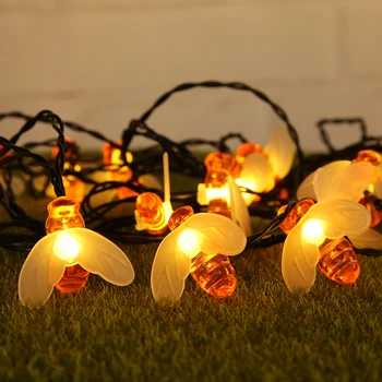 

20/30/50LED String Lights Outdoor Garden Fairy Garland Solar Bee 5/7/10m Lamp Solar Power LED Waterproof Easy Installation