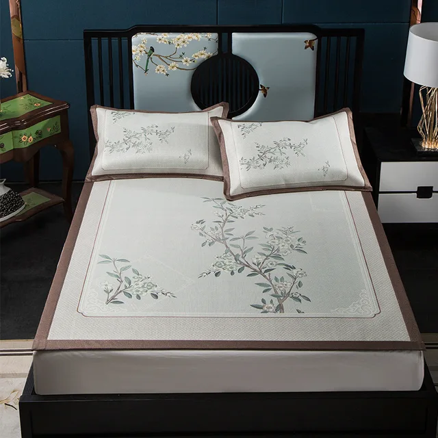 $US $82.55  New Printing Bedding Ice Silk Mat Three-piece Set Comfortable Cool Foldable Bed Cool Mat Pillowcase