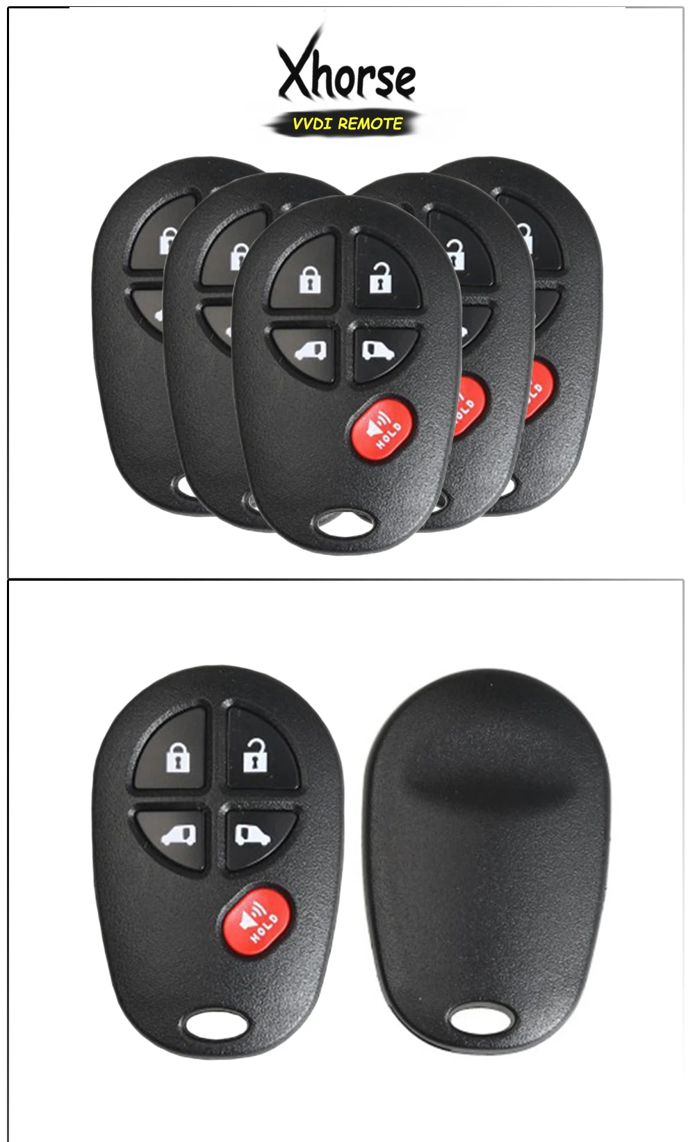 KEYECU 5x(английская версия) Xhorse для Toyota Стиль XKTO08EN 5 кнопка универсальный пульт дистанционного ключа для ключа VVDI VVDI2 X021 серии