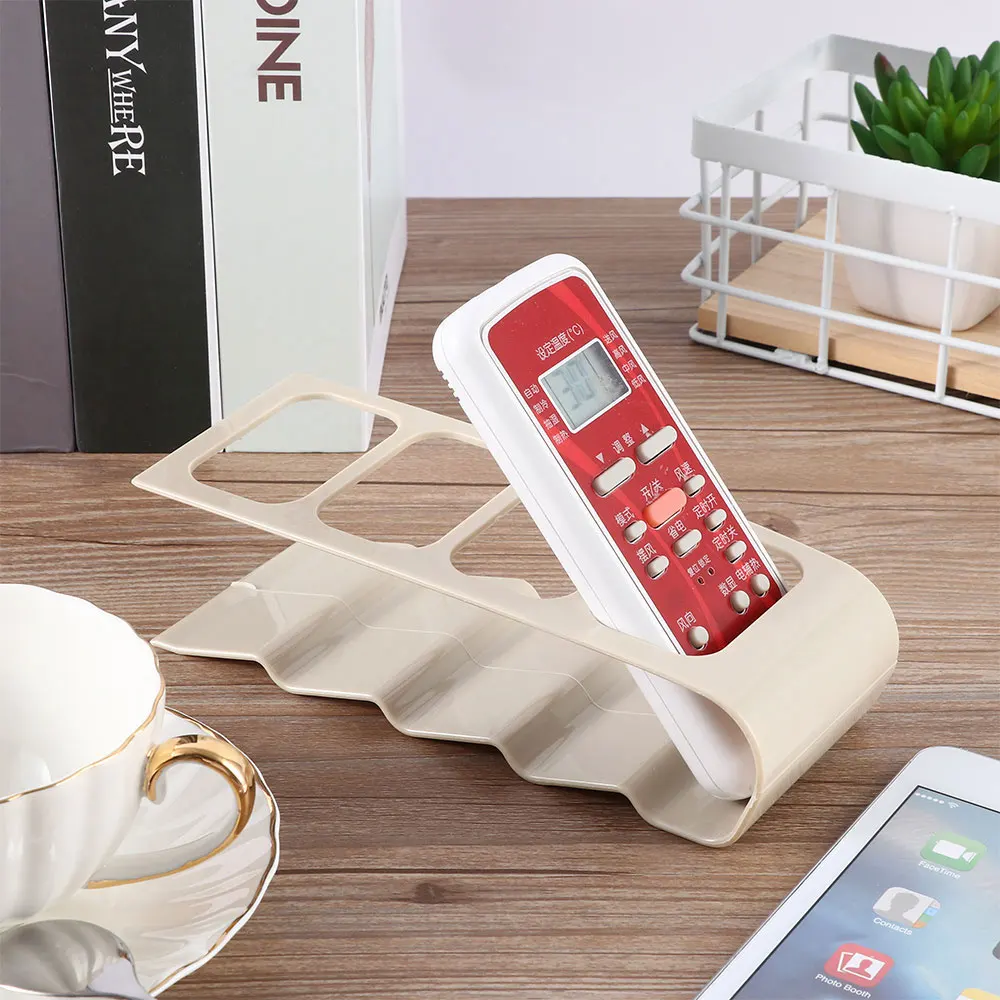 Remote Control Storage 19x7.5x9cm TV/DVD/VCR Organiser 4 Frame Practical Mobile Phone Holder Stand Iron White Organizer Case