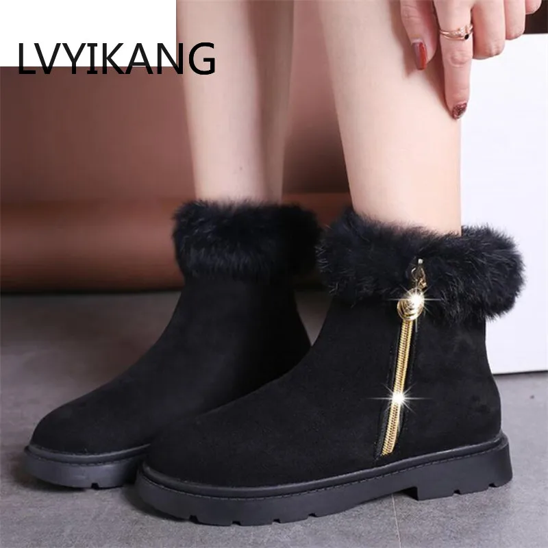 Botas mujer invierno/ г. Однотонные замшевые зимние теплые женские ботинки с круглыми носками женские модные ботильоны женская обувь 35-40