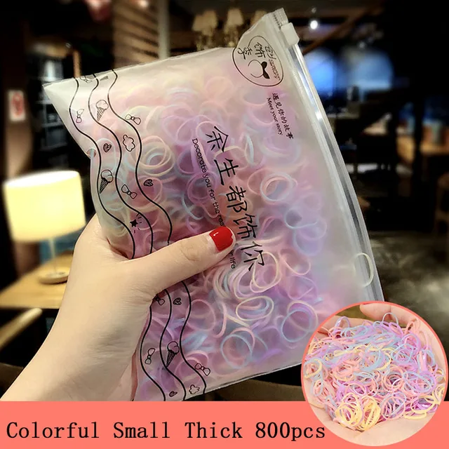 1000pcs/Pack Girls Colorful Small Disposable Rubber Bands Gum For Ponytail Hold Scrunchie Hair Bands Fashion Hair Accessories 800 colorful 11