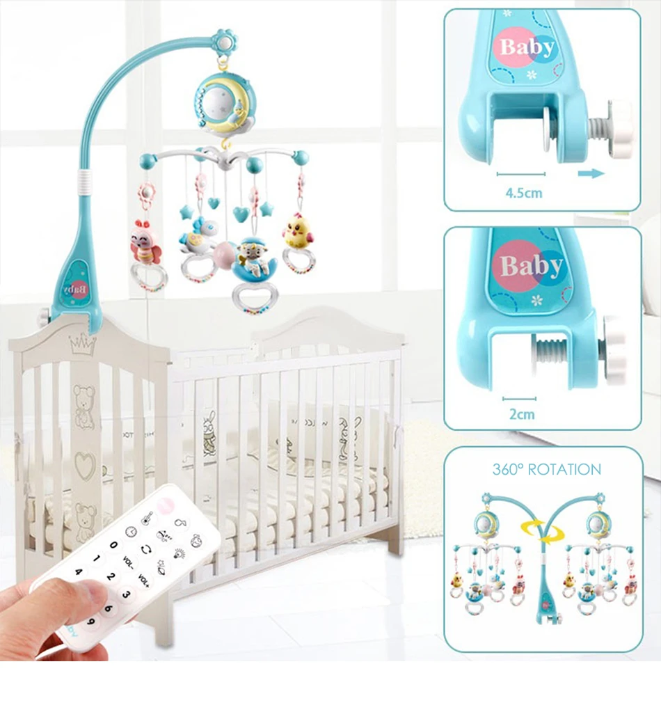 0-12 Months Baby Rattle Infant Crib Mobile Rotating Bed Bell Music And Sky Stars Projection Infant Sleep Early Learning Kids Toy