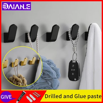

Bathroom clothes hook set entry door shoes wardrobe robe hooks black toilet towel clothes row hook screw free installation