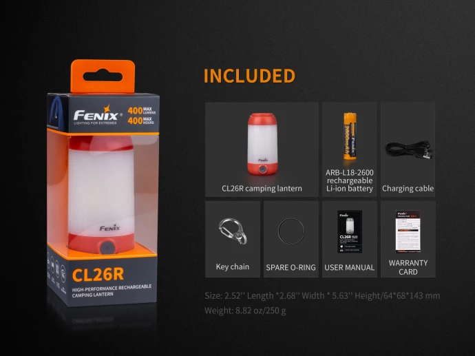 Фонарь туристический Fenix CL26R Аккумуляторный с Micro-USB 18650 лм | Лампы и освещение