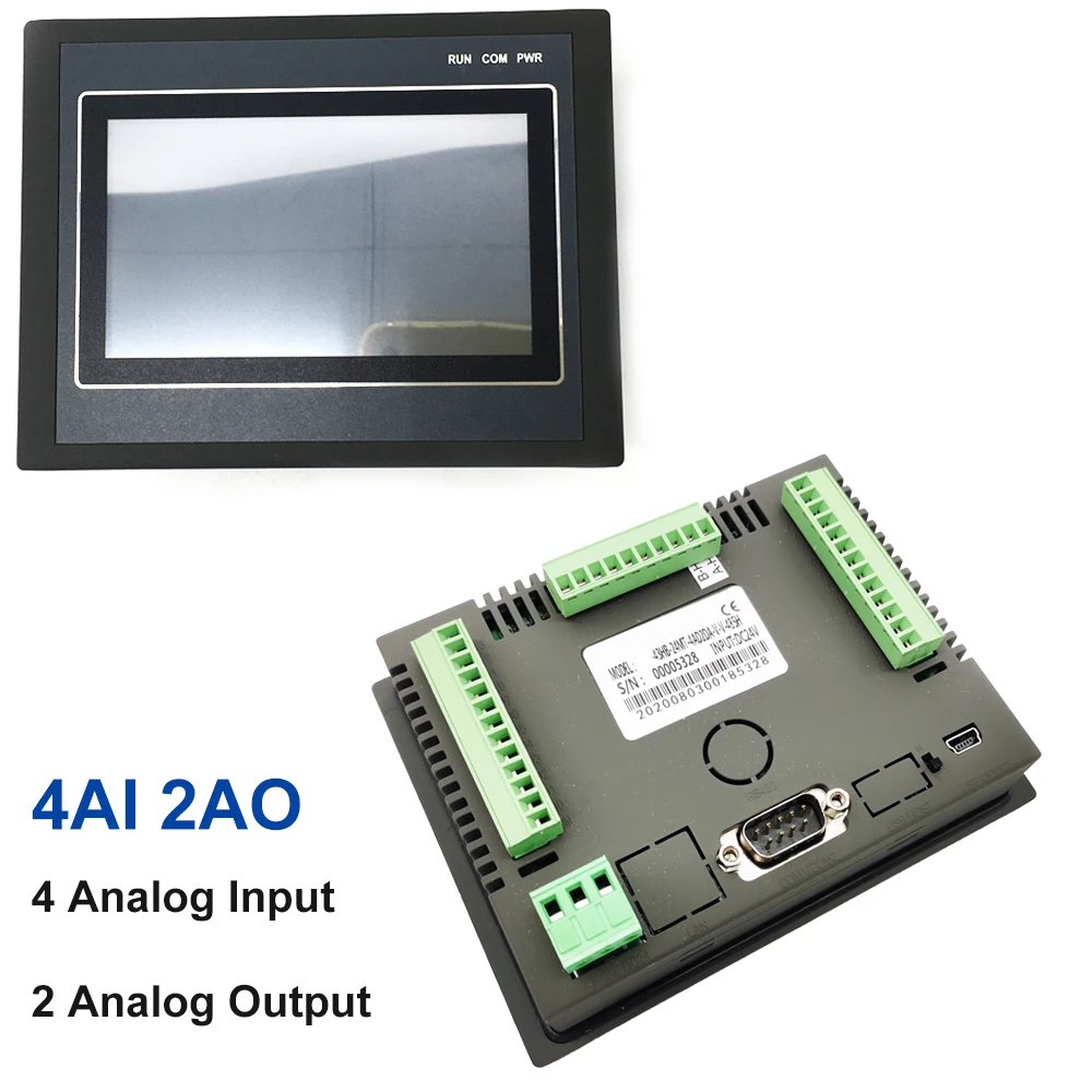 US $89.62 43 Hmi Plc Integrated Controller 43inch Touch Panel Dc24v Transistor Output Digital IO 12di 12do Analog 0 10v Rs232 Rs485