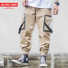 Oufisun для мужчин, в стиле пэчворк, для девочек с большими карманами, ленты Мужские штаны-шаровары брюки карго Harajuku в стиле «хип-хоп» Повседневное Джоггеры мужские брюки, уличная одежда