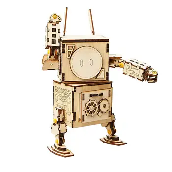 

3D Puzzle DIY Movement Wooden Robot Model Toys For Children Girl Boys Brain Training D003