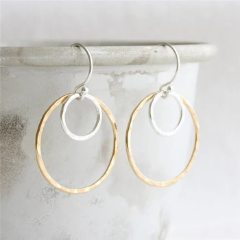 

925 Silver Hammered Circle Earrings Silver Jewelry Minimalism Oorbellen Brincos Vintage Pendientes Boho Earrings For Women